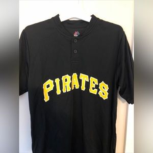 Pittsburgh Pirates T-Shirt Mens Size S Black Majestic Cotton MLB